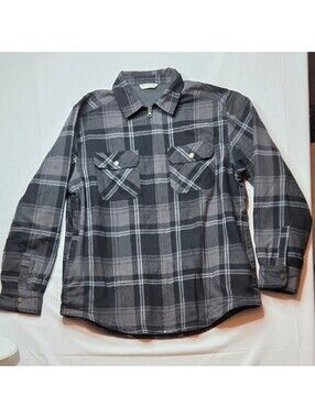 Field & Stream Plaid Full-Zip Flannel Fleece Lined Shirt Jacket Shacket Mens XL